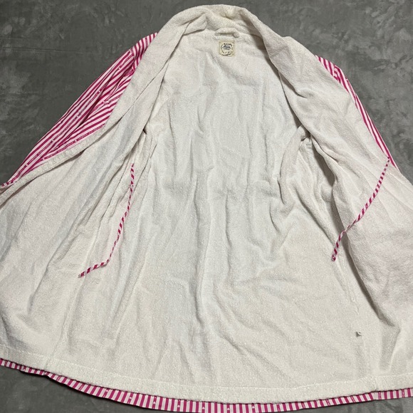 Victoria's Secret Pink Stripe Terry Cloth Robe Bathrobe Loungewear Petite Small - Picture 8 of 12